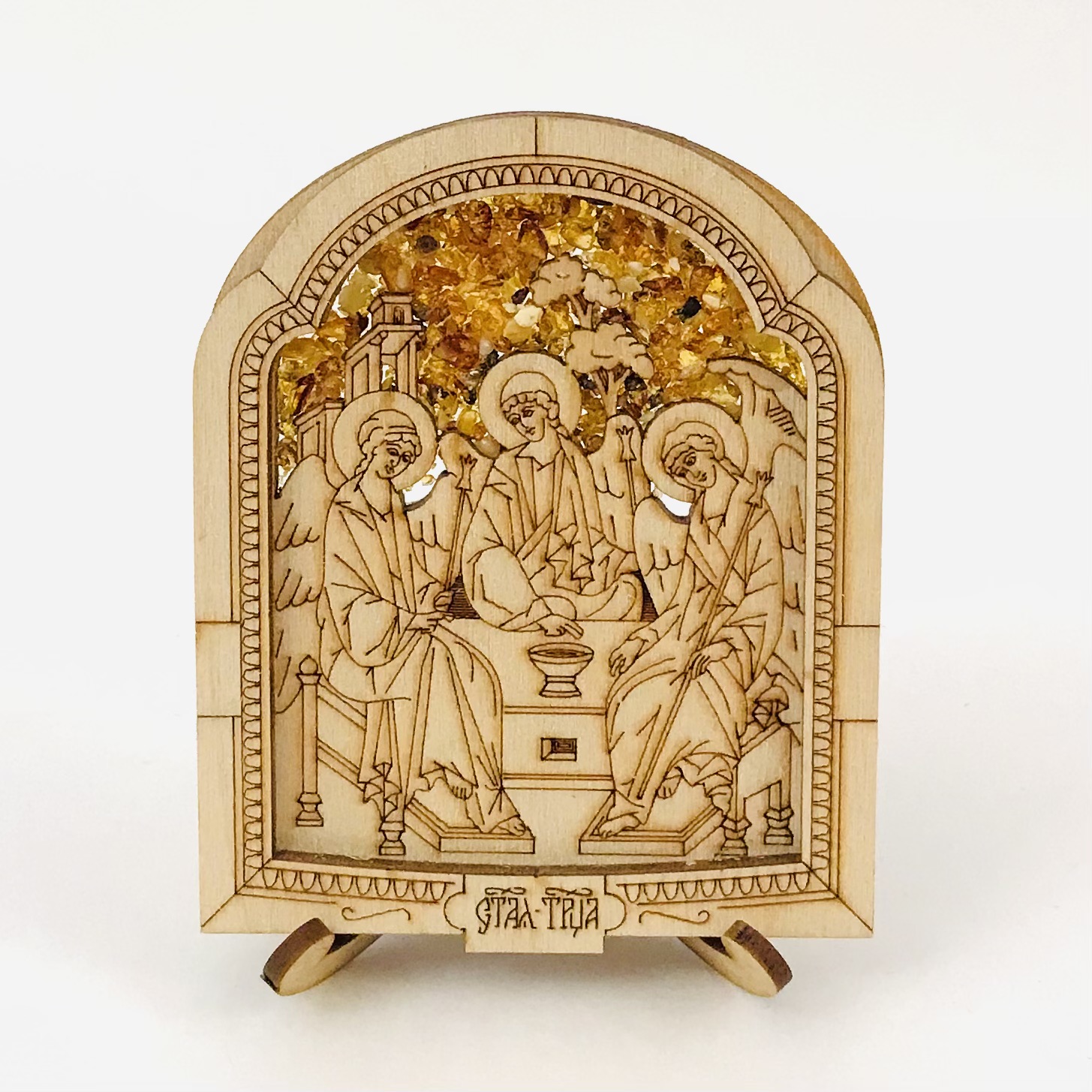 Магнит с янтарем "Святая Троица" с подставкой