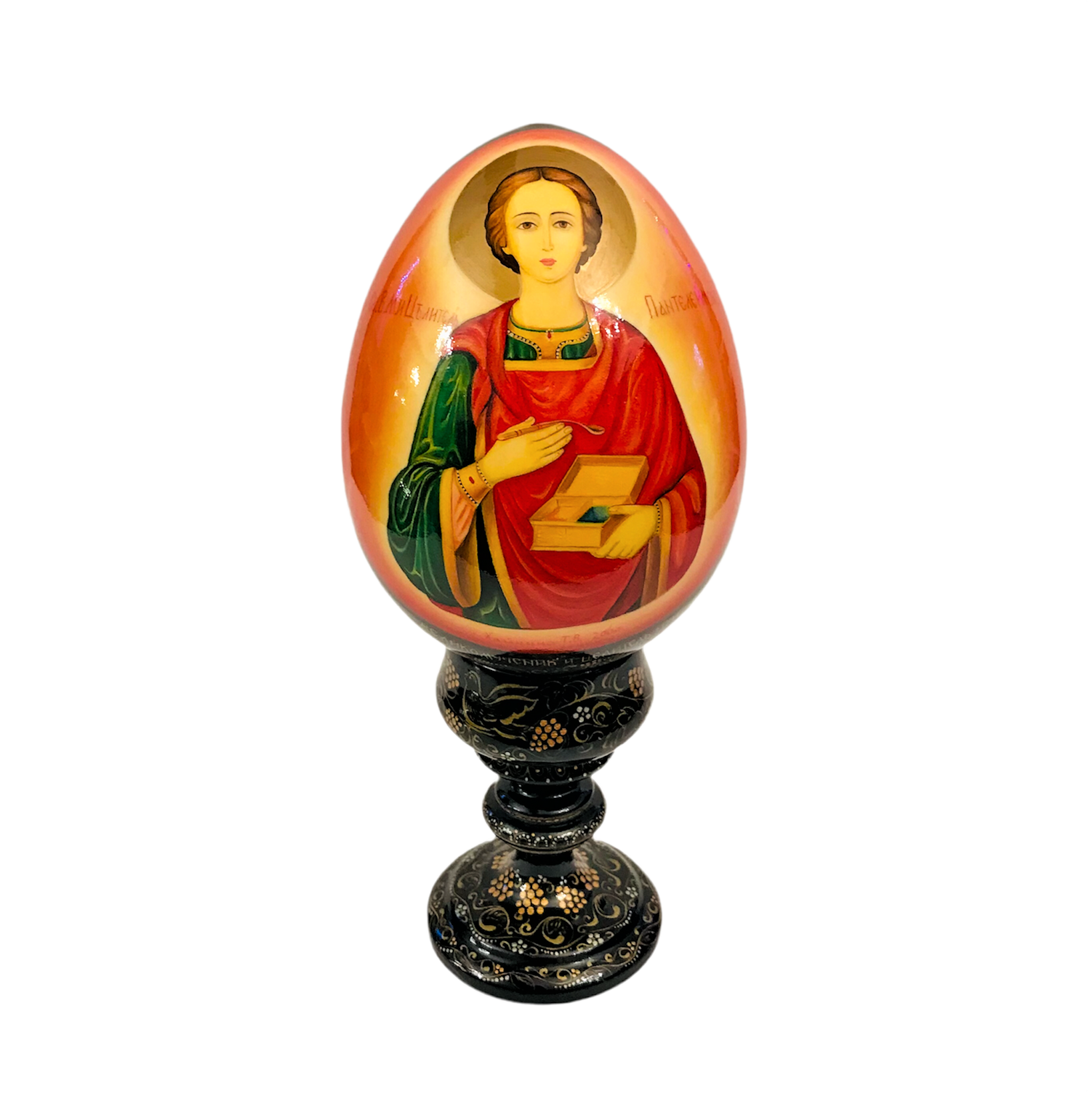 Яйцо пасхальное "Святой Целитель Пантелеймон" 13 см