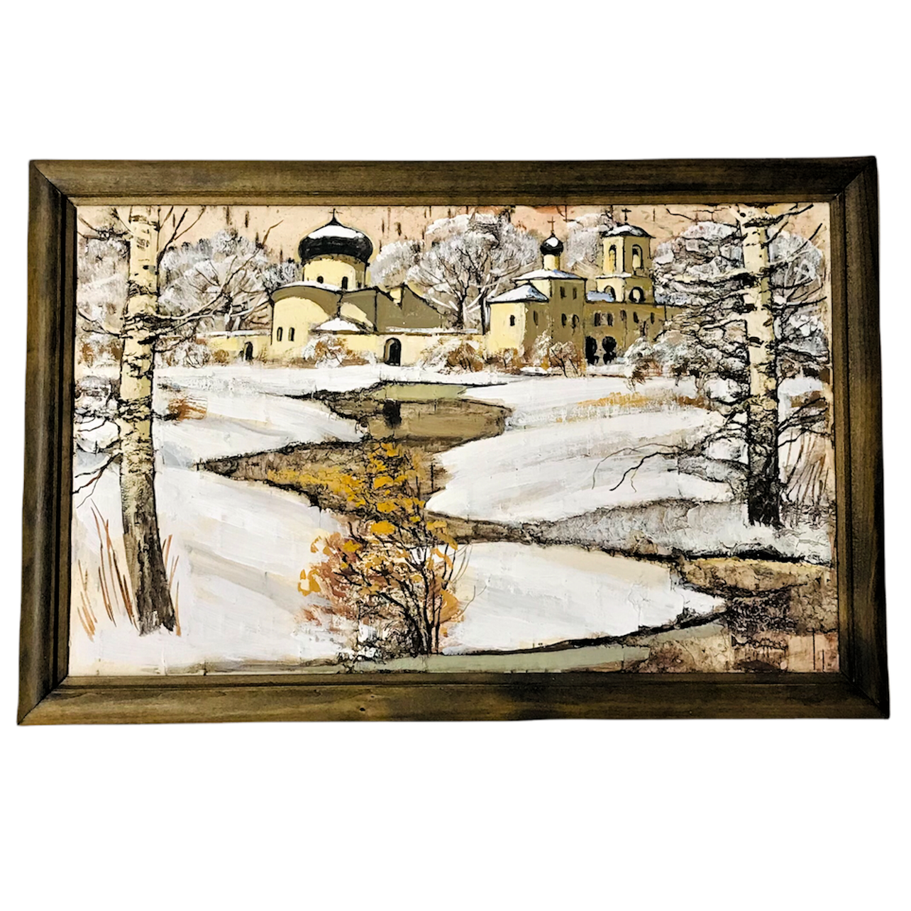 Картина на бересте "Псков. Спасо-Мирожский монастырь" 435х285х15 мм