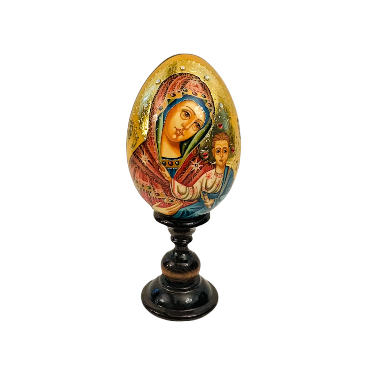 Яйцо пасхальное "Икона Казанской Божией Матери" со стразами малое 7см