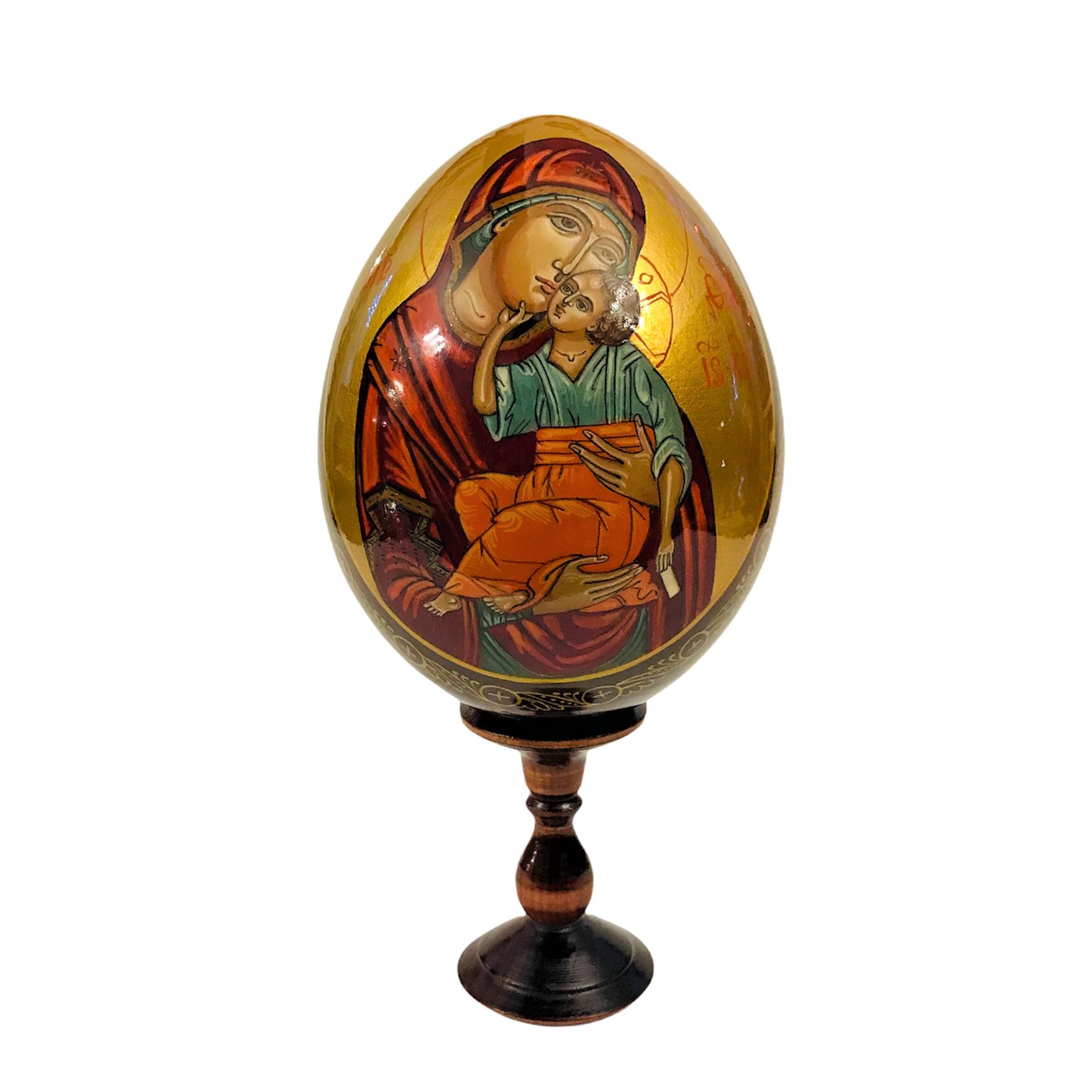 Яйцо пасхальное "Владимирская икона Божией матери" ручная роспись 13 см