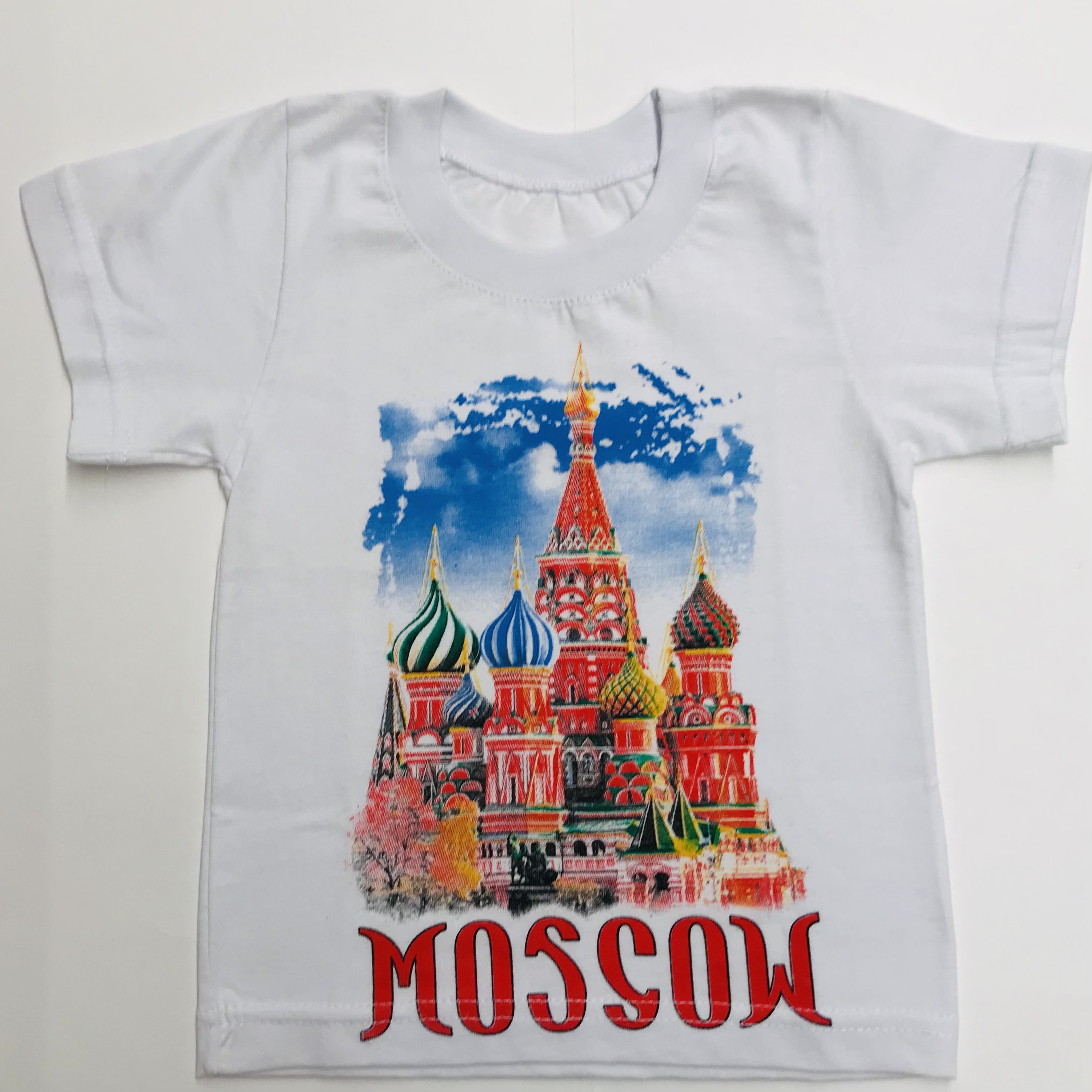 Футболка детская сувенирная MOSCOW Храм асилия Блаженного фото цветное